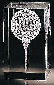 optic laser inscribed art glass golf ball